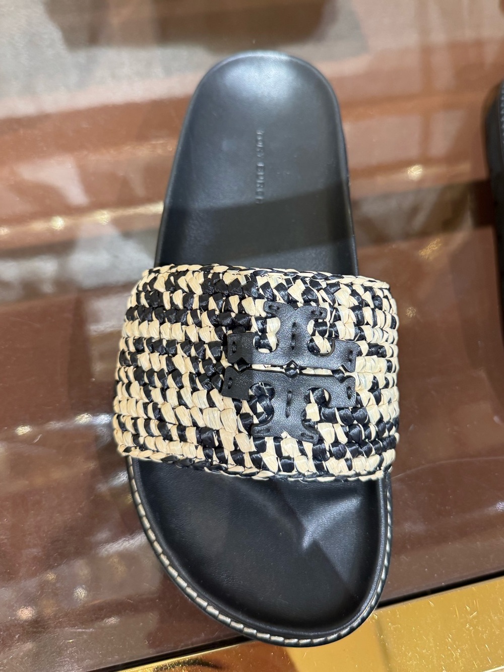 Tory Burch Everly Anatomic Leather Sandal Slide Shoes